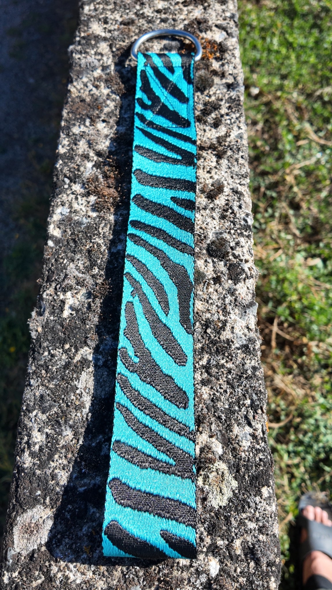 Zebra Head Strap blue and black full view – Archival Custom Shop