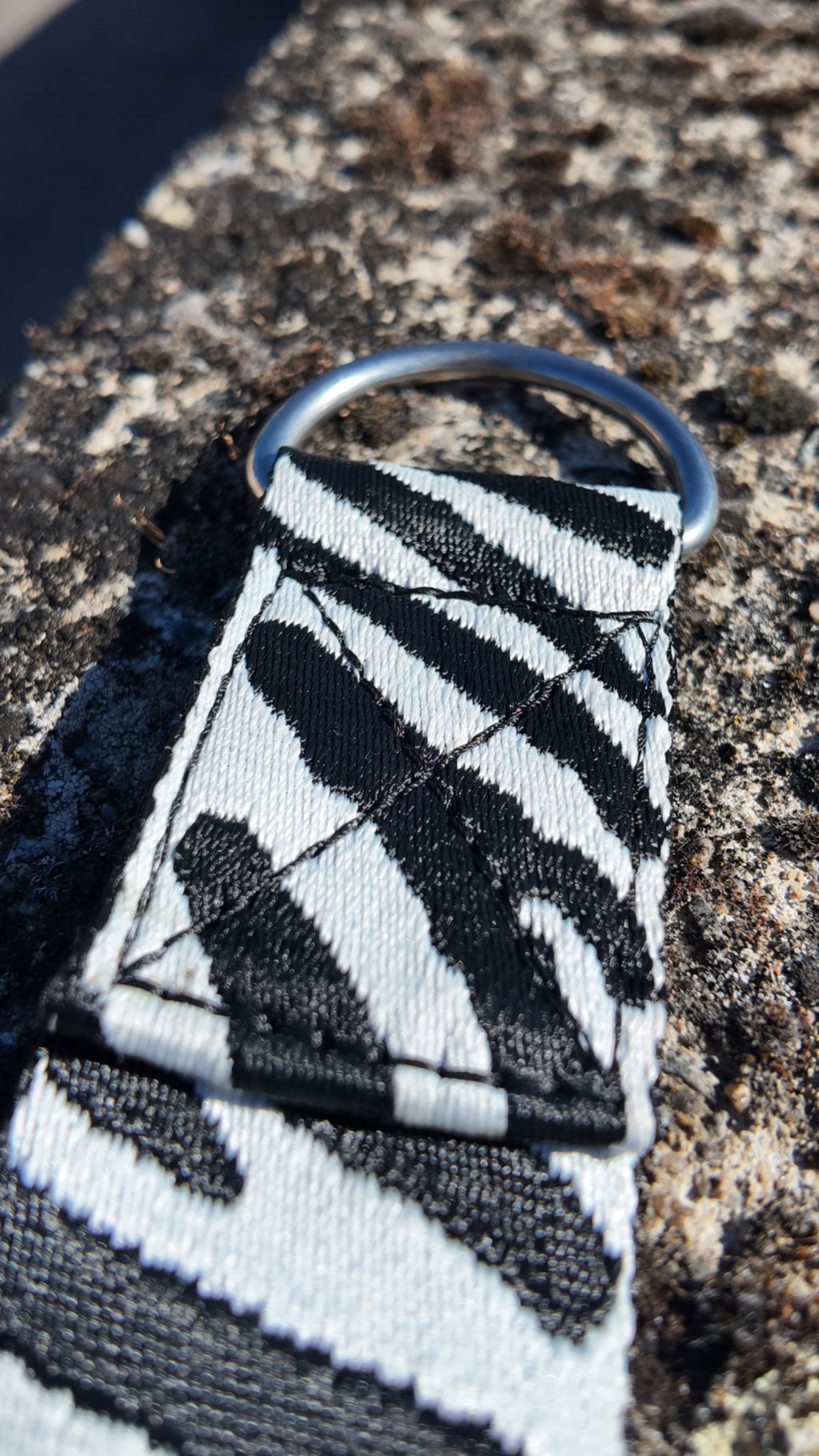 Zebra Head Strap white and black detail – Archival Custom Shop