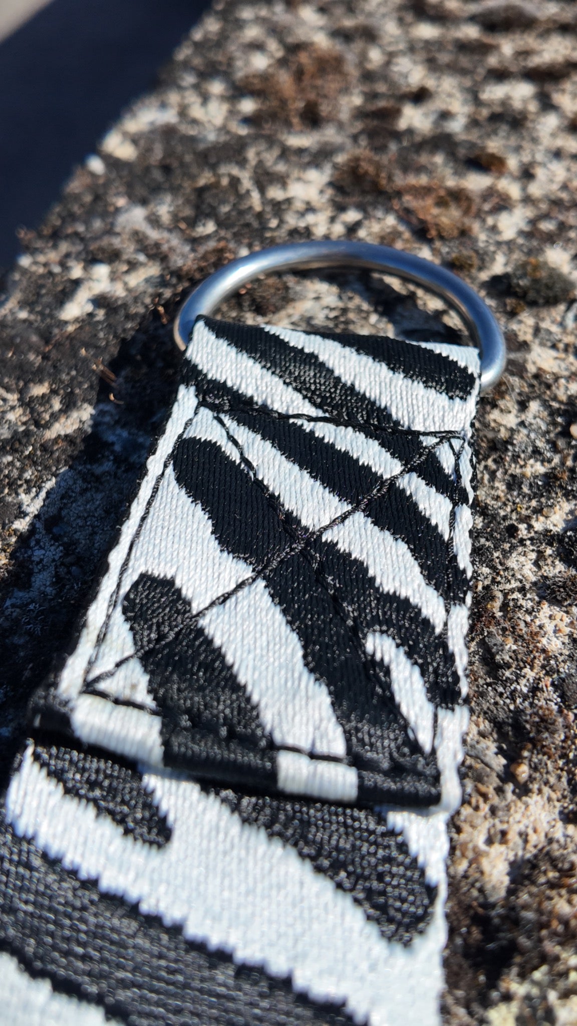Zebra Head Strap white and black detail – Archival Custom Shop