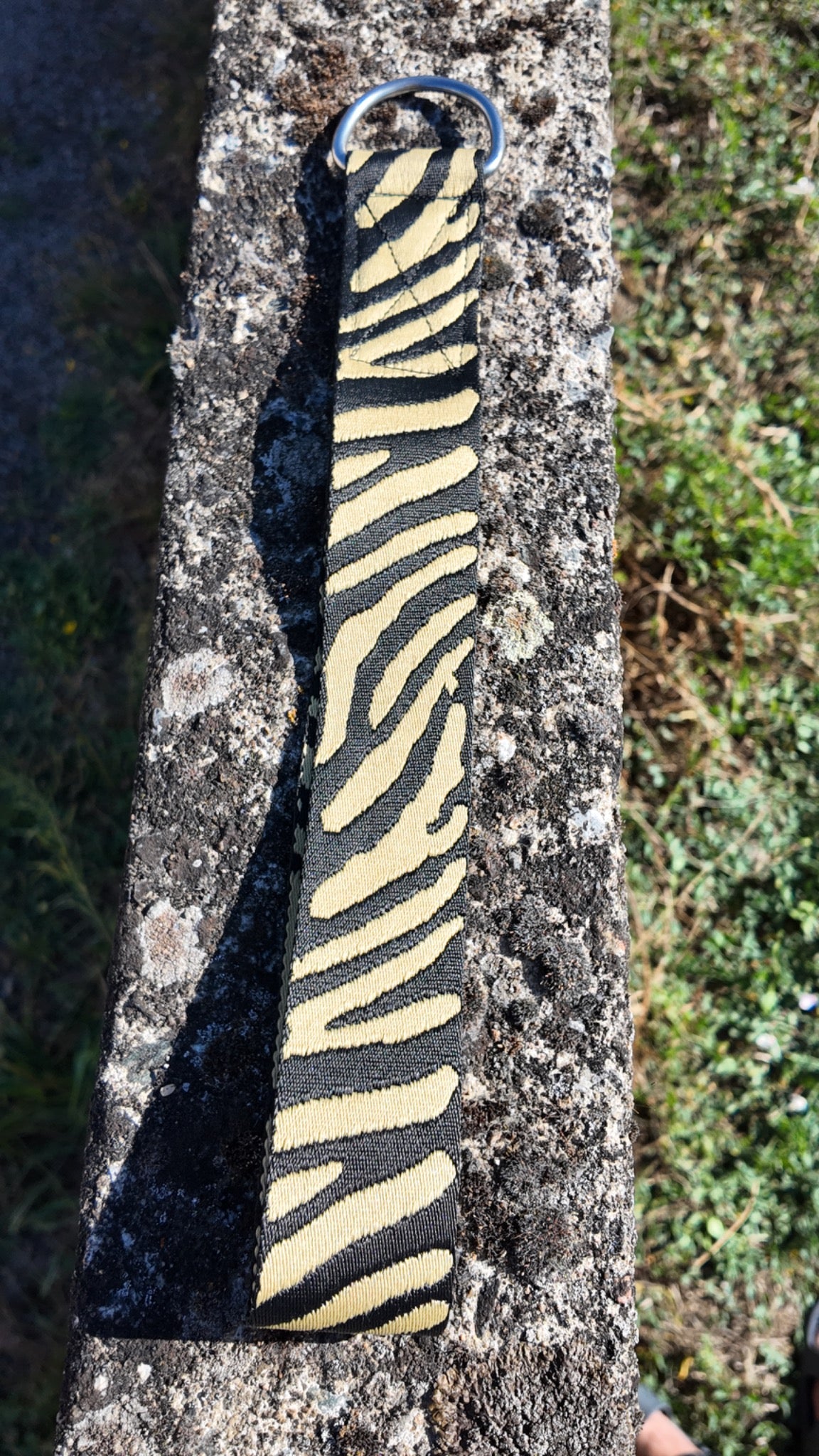 Zebra Head Strap yellow and black full view – Archival Custom Shop